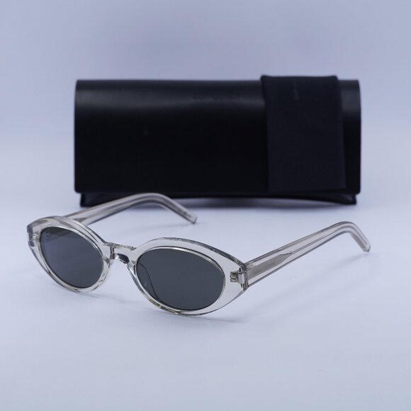 Saint Laurent SL567 003 Oval Sunglasses - Transparent Beige/Grey - Picture 1 of 9